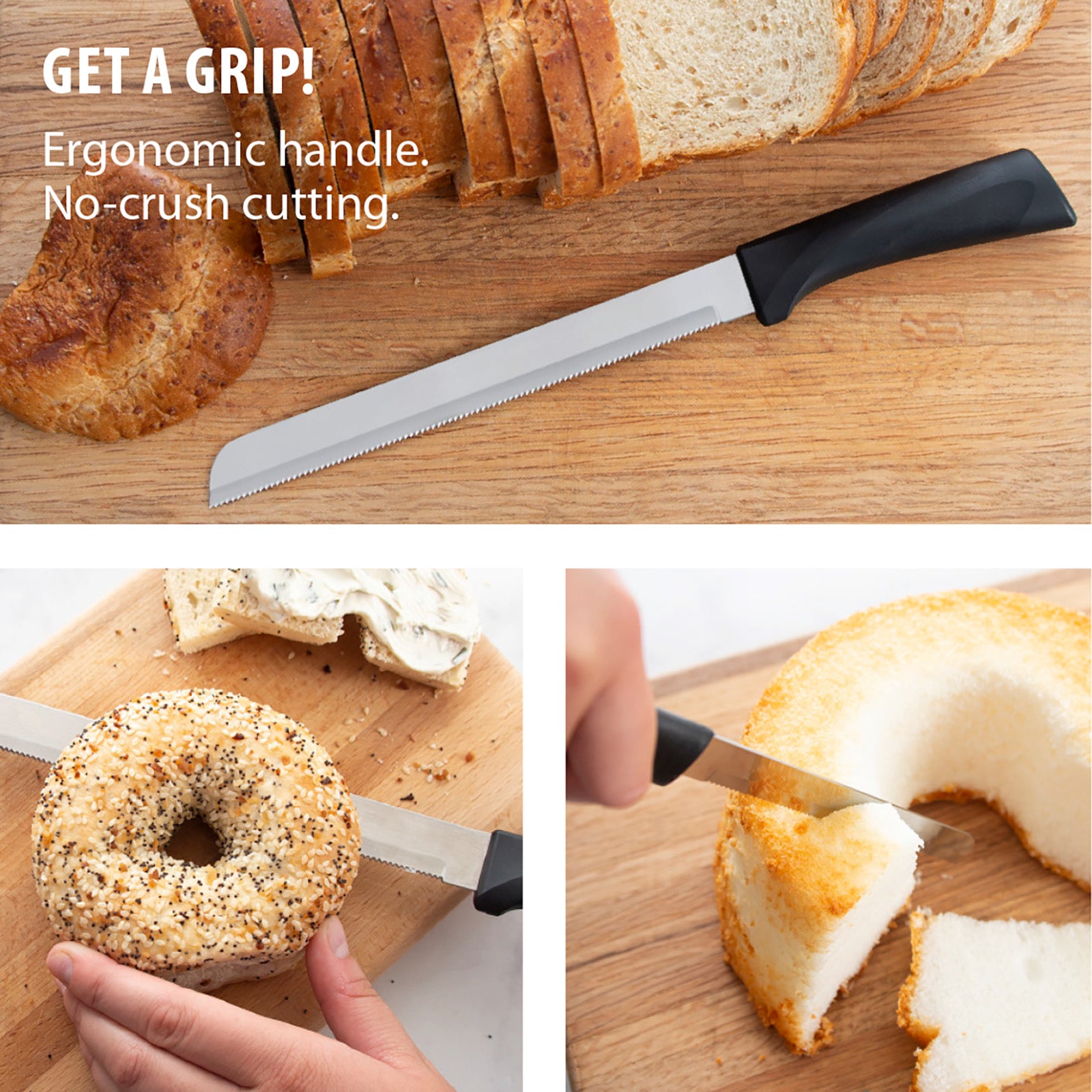 Rada Cutlery 8-Inch Bread Knife Serrated Stainless Blade Anthem Wave Handle