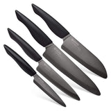 Kyocera INNOVATIONblack® 4-Piece Ceramic Knife Set, 4.5-Inch Utility, 5-Inch Slicing, 5.5-Inch Santoku, & 7-Inch Chef's Knife