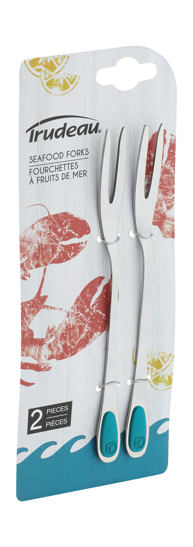 Trudeau Seafood Forks, Set of 2, Tropical Blue