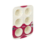 Trudeau Structure Silicone 6 Cavity Jumbo Muffin Pan, Confetti/Fuchsia