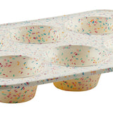 Trudeau Structure Silicone 6 Cavity Jumbo Muffin Pan, Confetti/Fuchsia