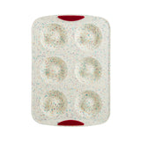 Trudeau Structure Silicone 6 Cavity Donut Pan, Confetti/Fuchsia