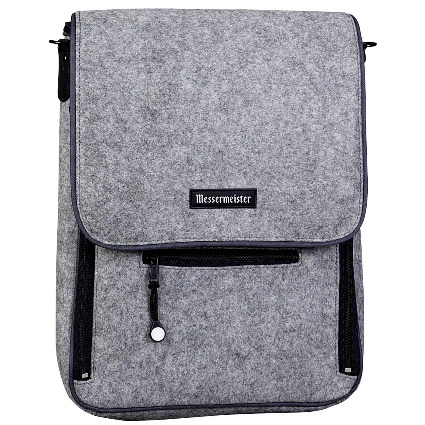 Messermeister 6 Pocket Felt Messenger Bag, Heather Gray