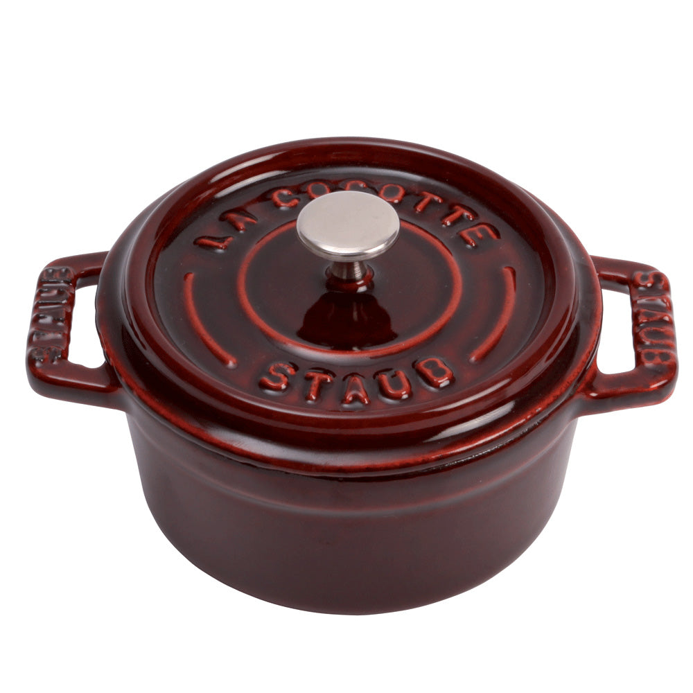 Staub Cast Iron 0.25-qt Mini Round Cocotte, Grenadine