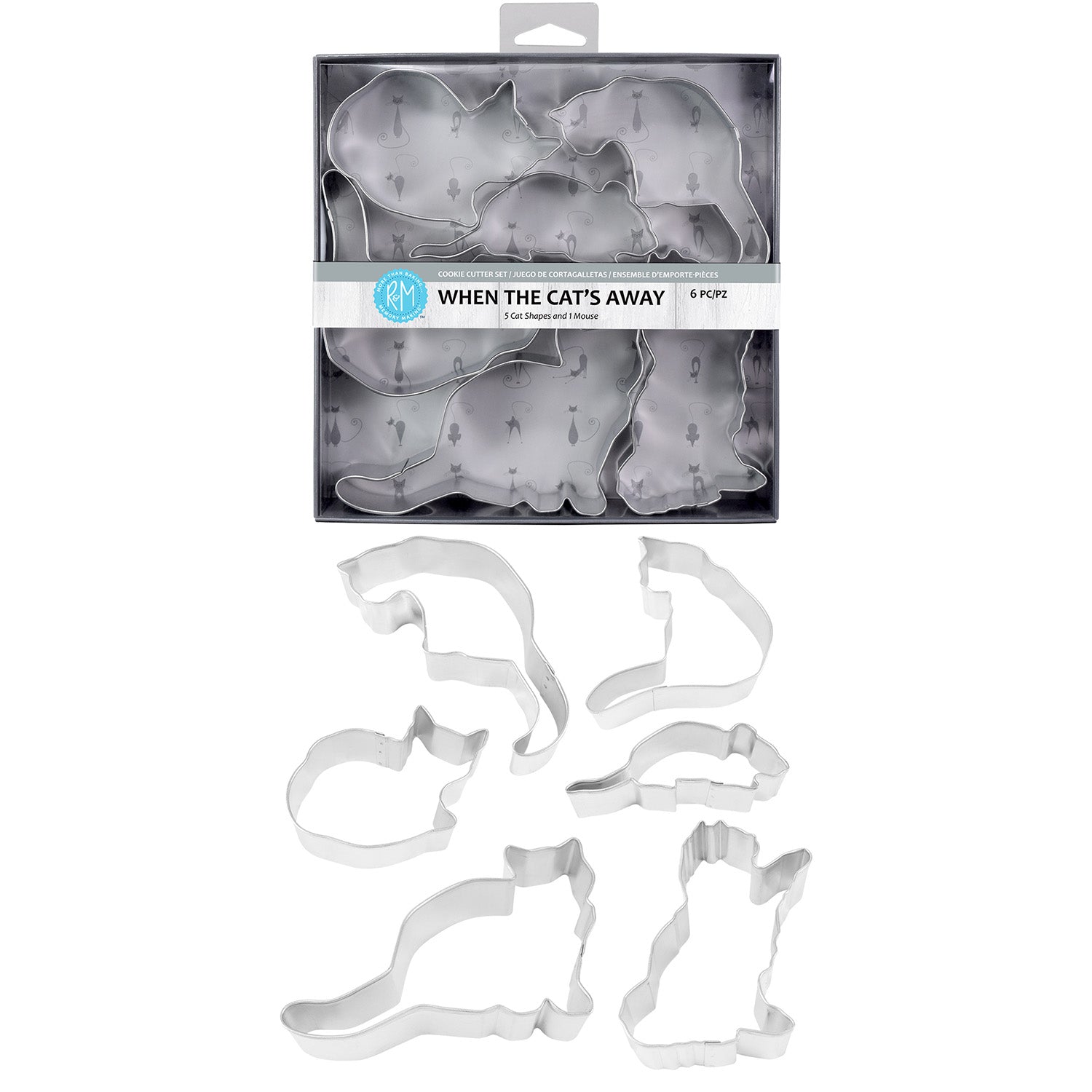 R&M International When The Cat's Away 5 Piece Cookie Cutter Set