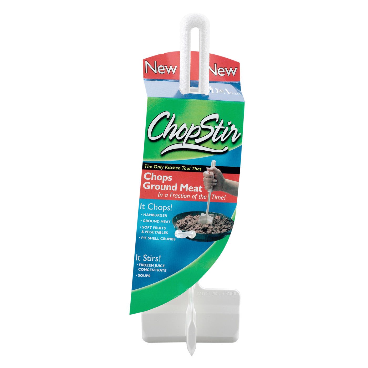 ChopStir Original Hamburger & Ground Meat Chopper Spatula, White