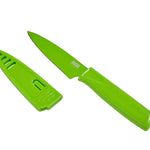 Kuhn Rikon Colori Non-Stick Straight Paring Knife with Safety Sheath, 4 inch, Green