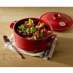 Emile Henry Flame Round Stewpot Dutch Oven, 2.6 Quart, Red