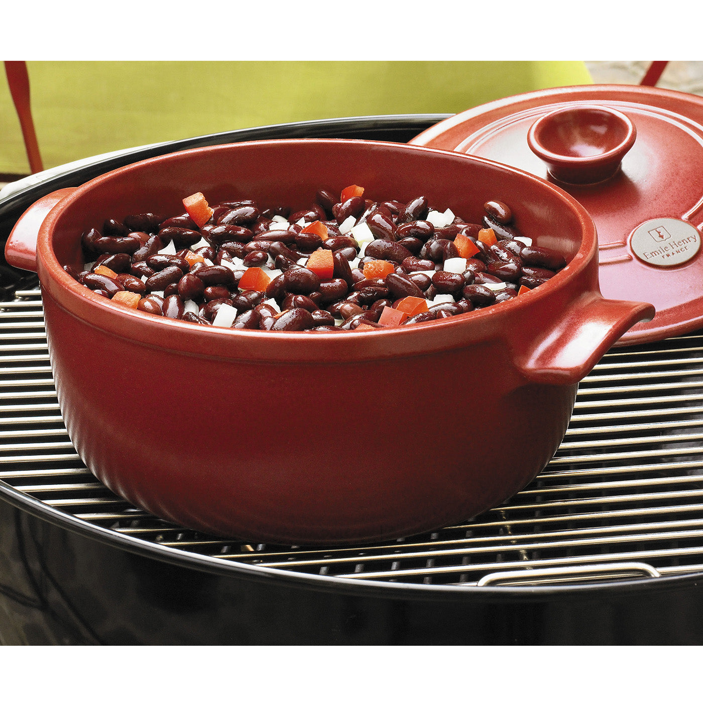 Emile Henry Flame Round Stewpot Dutch Oven, 2.6 Quart, Red