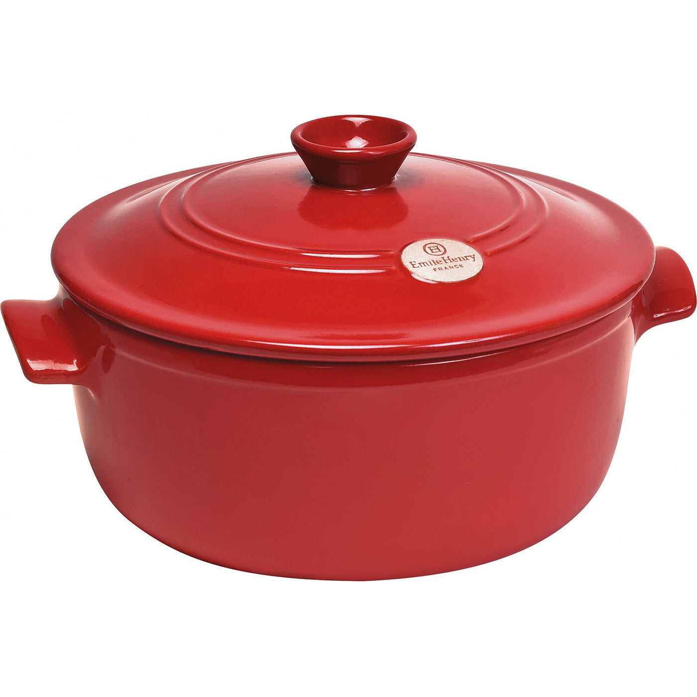 Emile Henry Flame Round Stewpot Dutch Oven, 5.5 Quart, Red