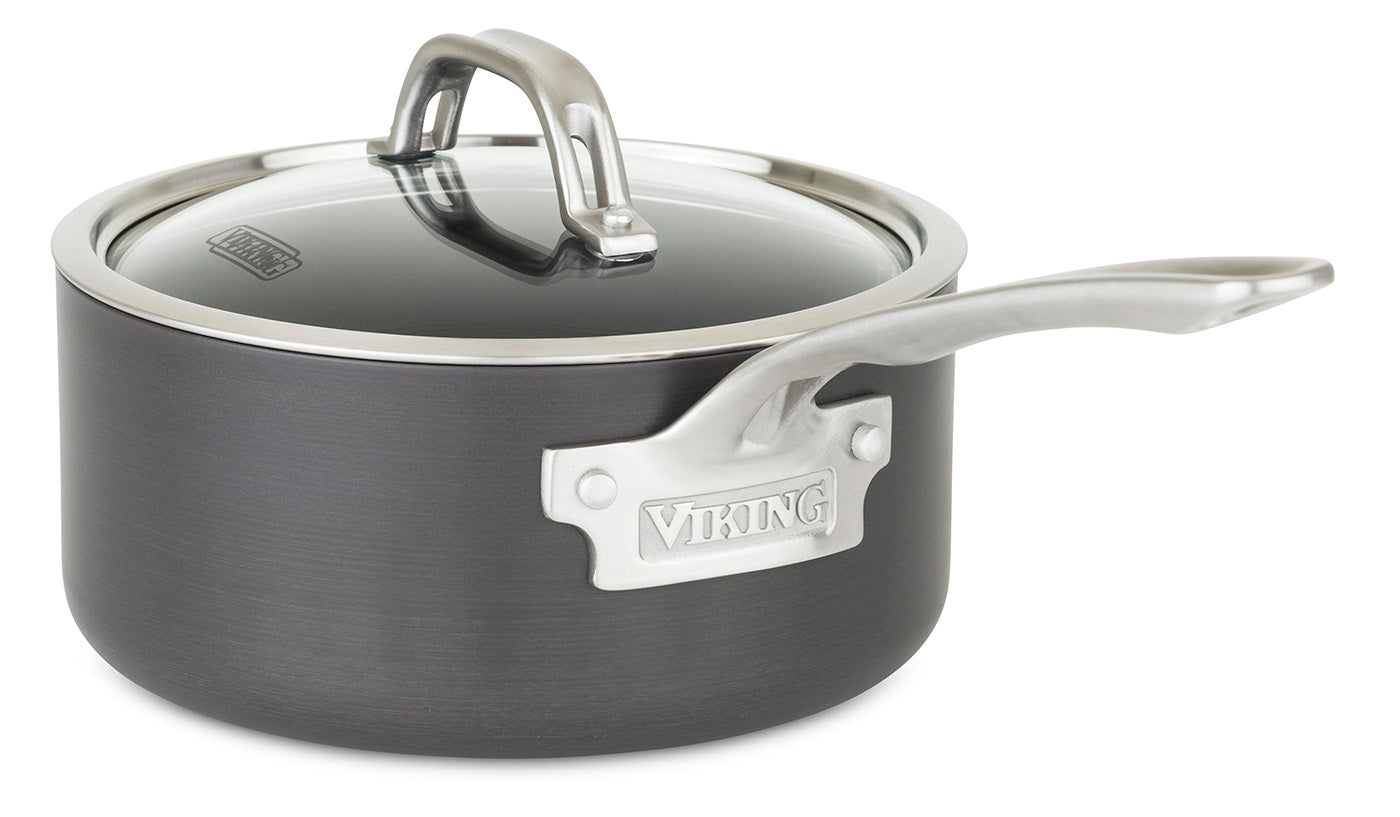 Viking Hard Anodized Nonstick 3 Quart Saucepan with Lid, Black