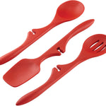 Rachael Ray Nonstick Utensils/Lazy Spoonula, Solid and Slotted Spoon, 3 Piece Set, Red