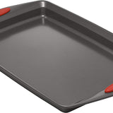 Rachael Ray 5 Piece Nonstick Bakeware Set, Gray with Red Grips