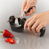Kitchen IQ Gourmet Pull-Thru Carbide & Ceramic Knife Sharpener, Black