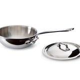 Mauviel M'Cook 3.4 qt. Stainless Steel Curved Splayed Saute Pan with Lid