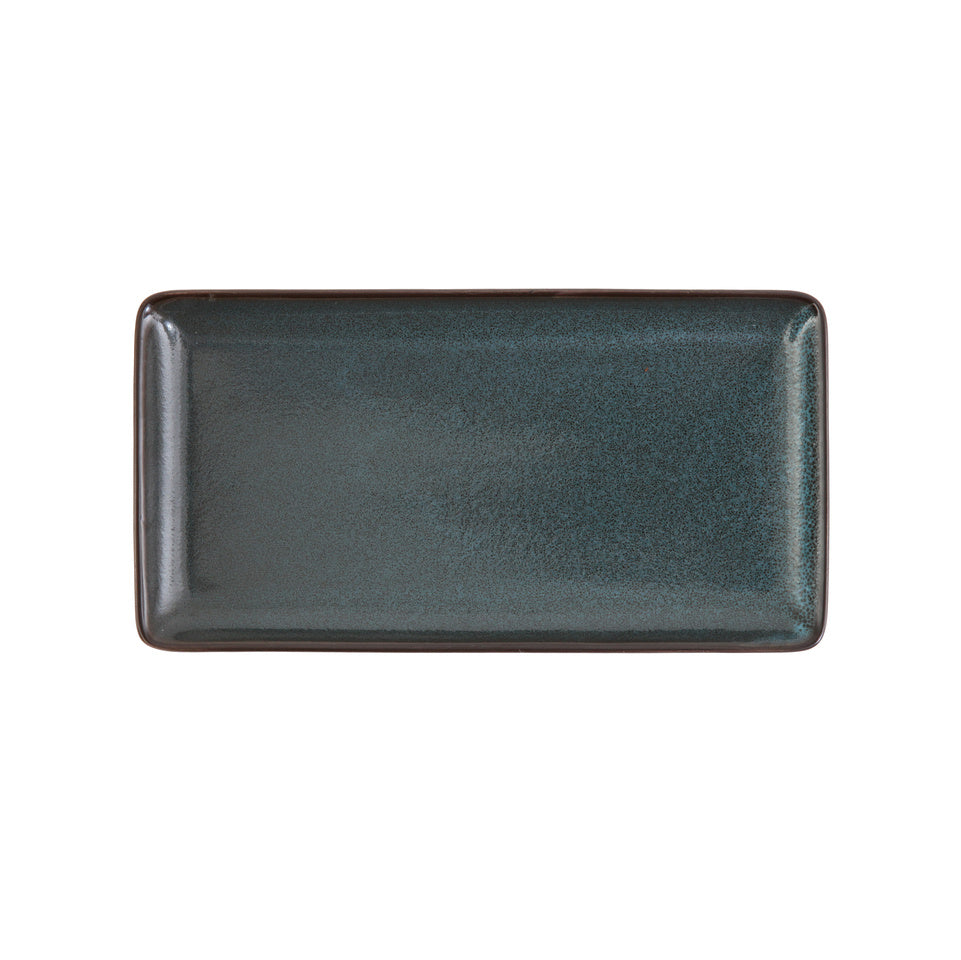 D&V Ston Porcelain Dinnerware Rectangle Tray, 9" x 4.75", Set of 6, Twilight