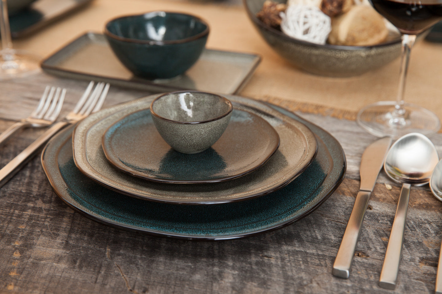 D&V Ston Porcelain Dinnerware Bowl, 7.5-Inch, Set of 3, Twilight