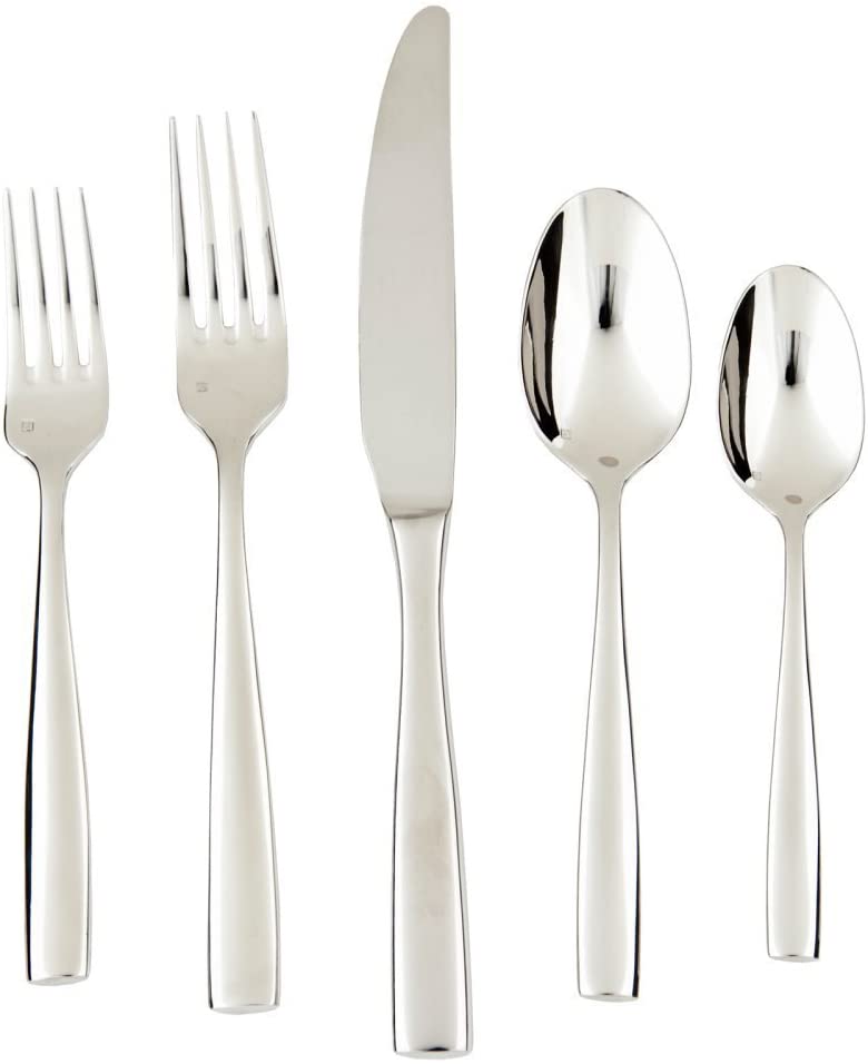 Fortessa Lucca Flatware Set, 5-Piece, Polished Stainless