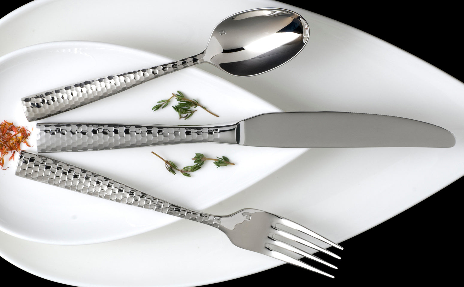 Fortessa Lucca Flatware Set, 5-Piece, Faceted Stainless