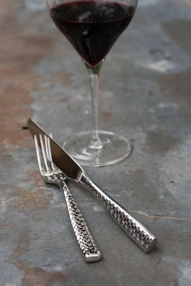 Fortessa Lucca Flatware Set, 5-Piece, Faceted Stainless