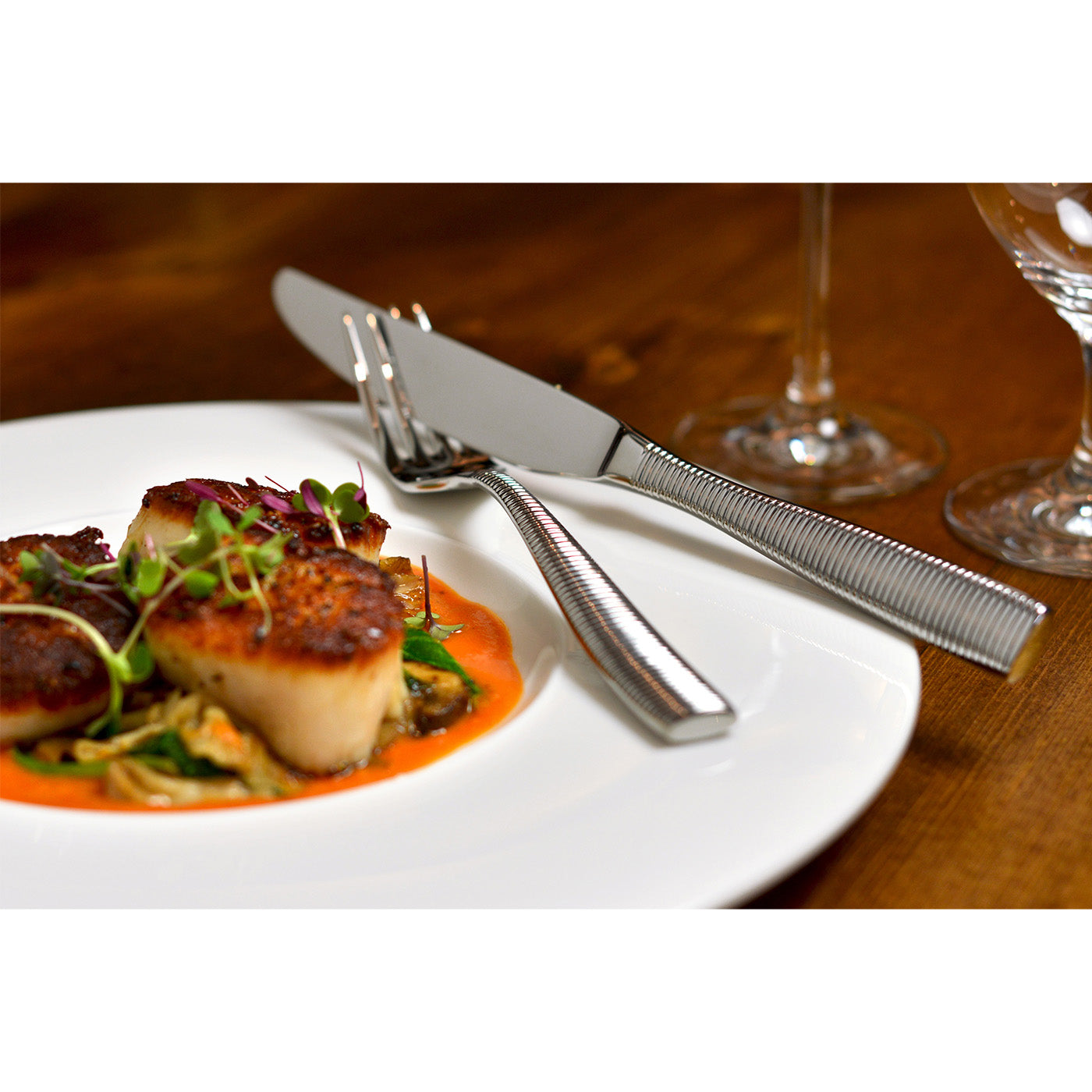 Fortessa Ringo 18/10 Stainless Steel Flatware 5 Piece Place Setting