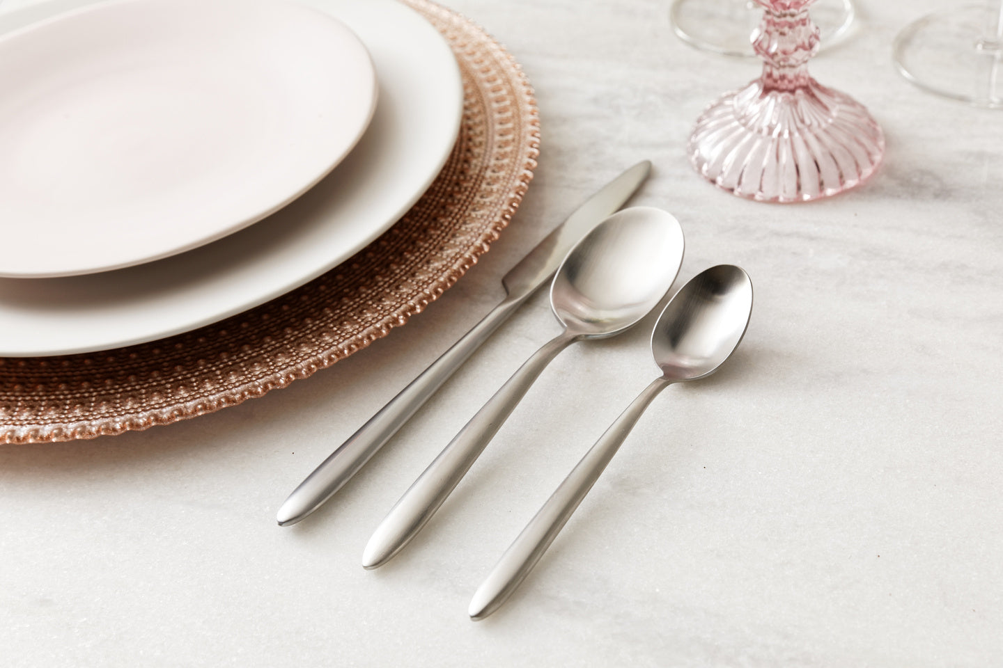Fortessa Velo Brushed Flatware Set, 5 Piece, Brushed Stainless