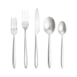 Fortessa Velo Brushed Flatware Set, 5 Piece, Brushed Stainless