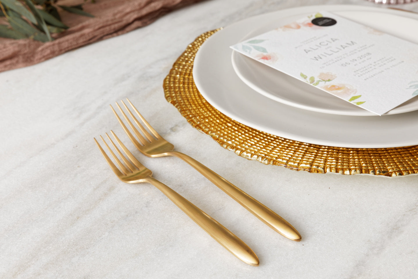 Fortessa Velo Brushed Flatware Set, 5-Piece, Brushed Gold