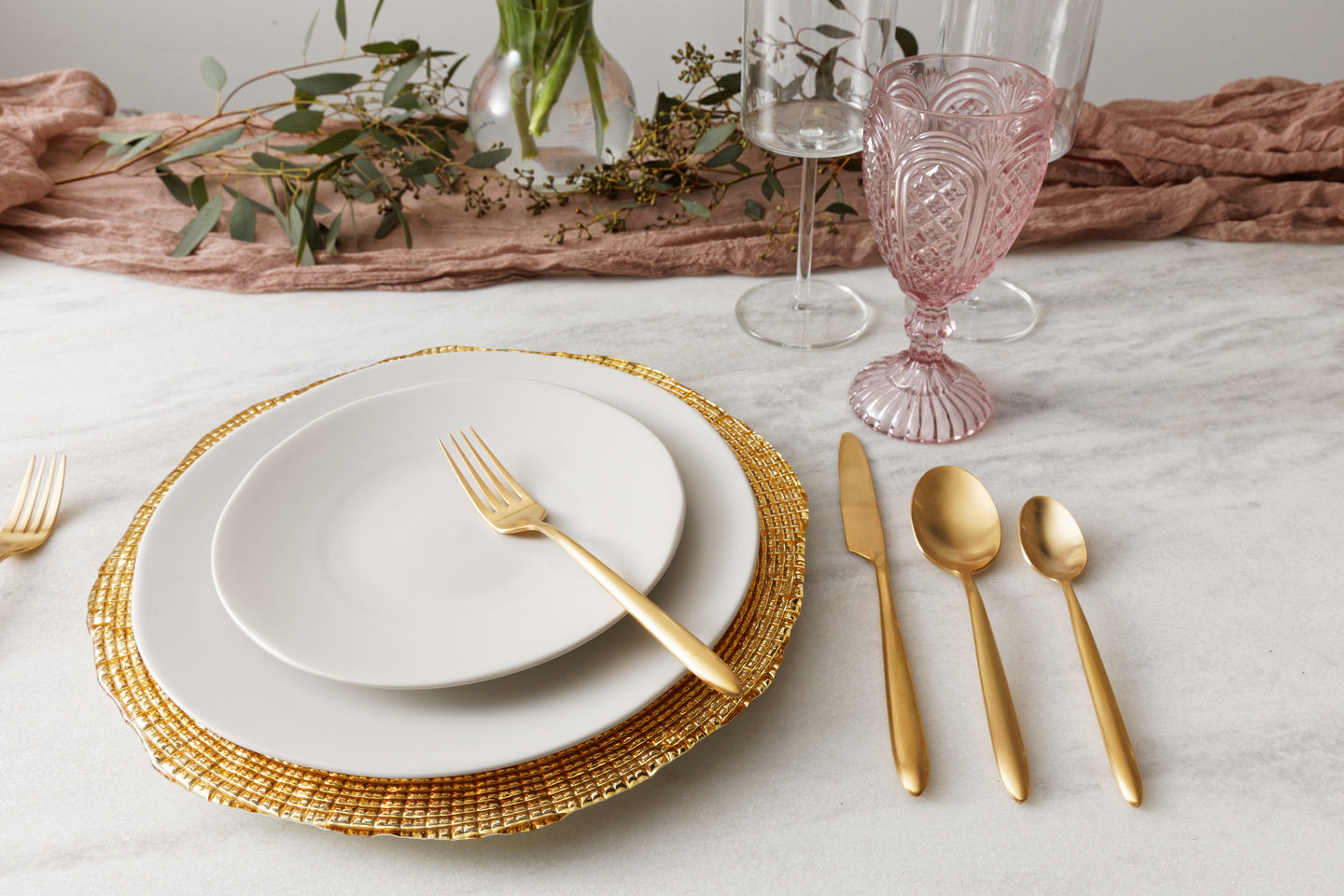 Fortessa Velo Brushed Flatware Set, 5-Piece, Brushed Gold