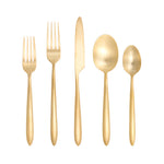 Fortessa Velo Brushed Flatware Set, 20-Piece, Brushed Gold