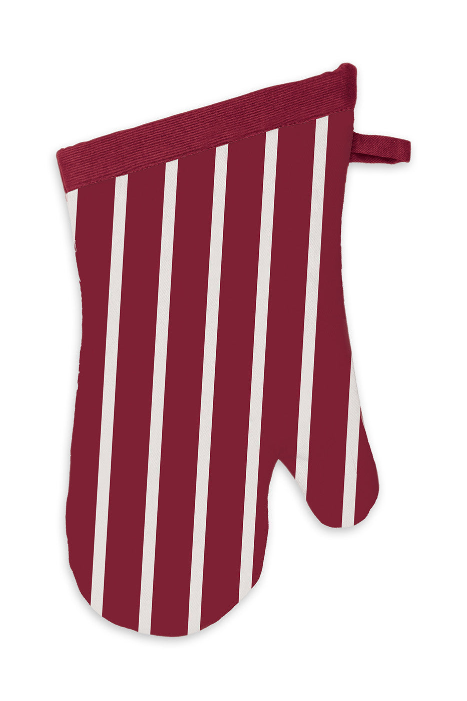 MU Kitchen 100% Cotton Terry-Lined Pinstripe Oven Mitt, 13-Inch, Cabernet