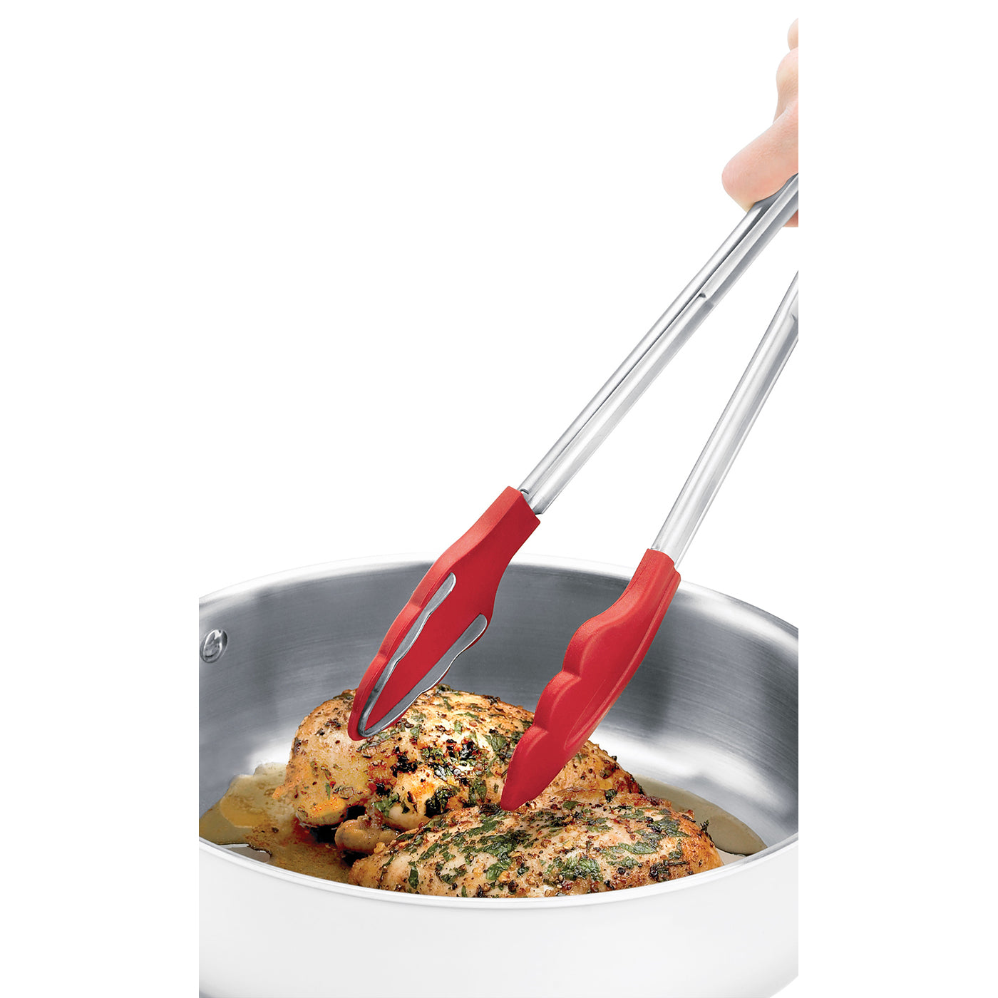 Cuisipro 12 Inch Tongs With Teeth, Red