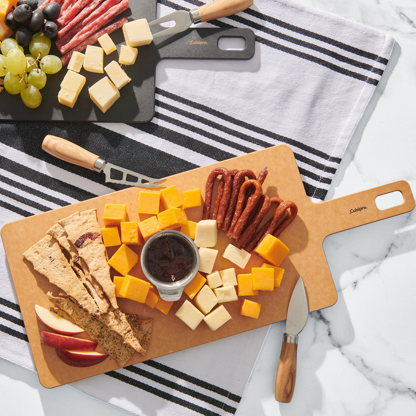 Cuisipro Fiber Wood Paddle Cutting Board, 18-Inch x7.5-Inch, Slate