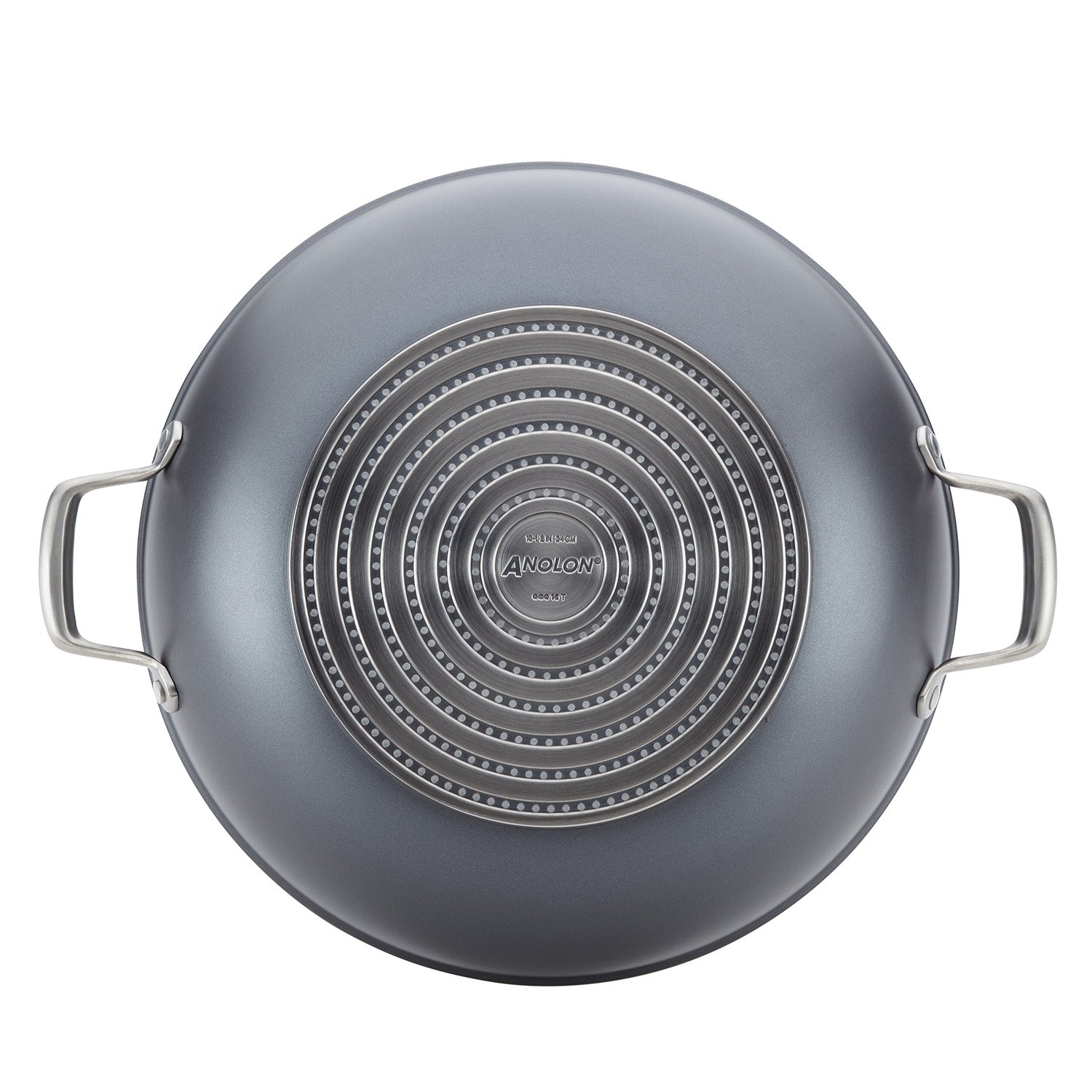 Anolon Accolade Hard Anodized Nonstick Wok with Lid, 13.5-Inch, Gray
