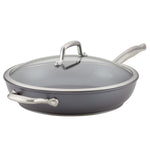 Anolon Accolade Hard Anodized Nonstick Deep Frying Pan with Lid, 12-Inch, Gray