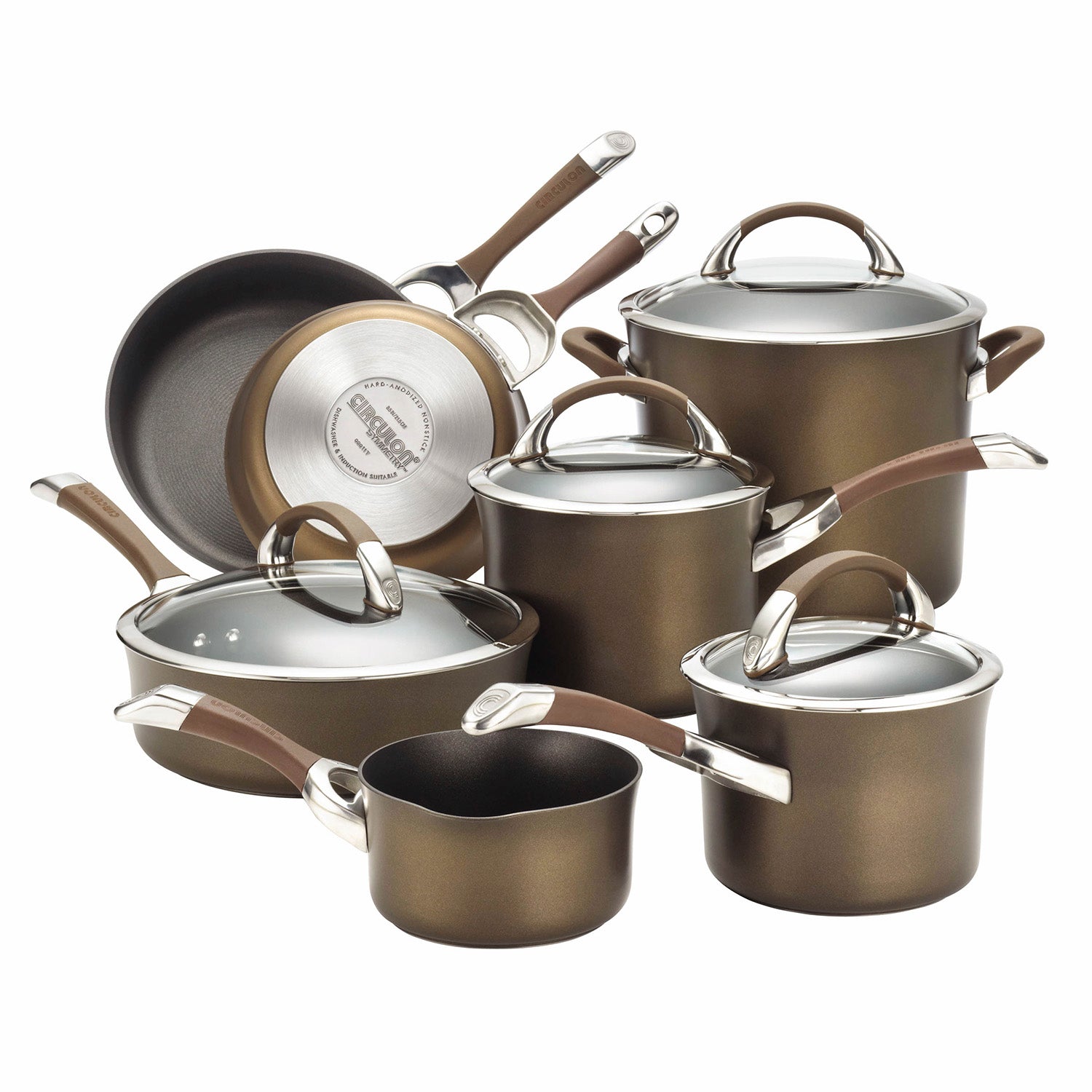 Circulon Symmetry Chocolate Hard-Anodized Nonstick 11-Piece Cookware Set