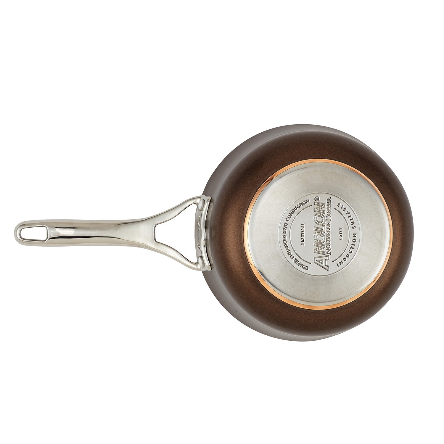 Anolon Nouvelle Copper Luxe Hard-Anodized Nonstick Saucier with Lid, 2.5-Quart, Sable