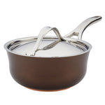 Anolon Nouvelle Copper Luxe Hard-Anodized Nonstick Saucier with Lid, 2.5-Quart, Sable