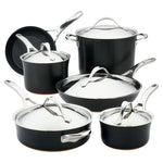 Anolon Nouvelle Copper Luxe Hard-Anodized Nonstick Cookware Set, 11-Piece, Onyx