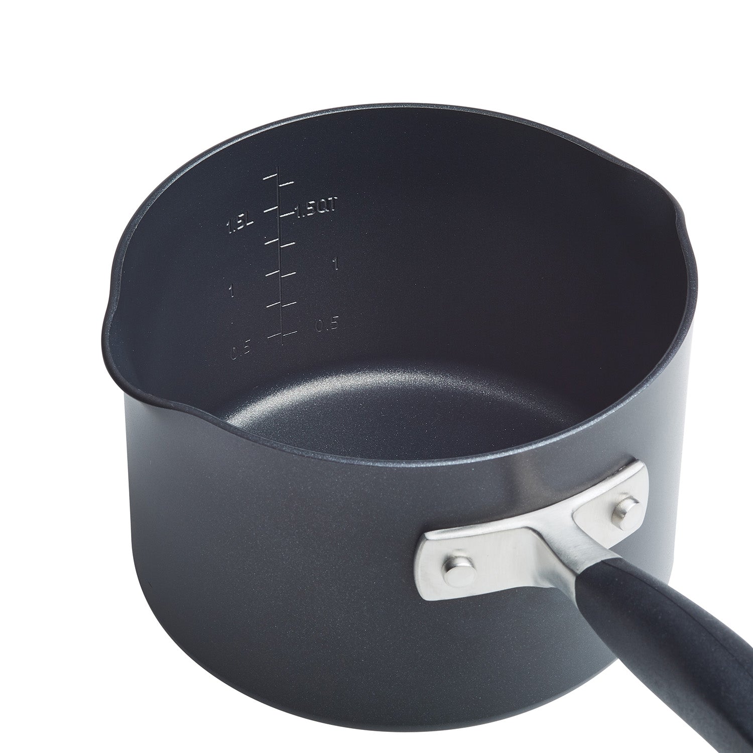 Anolon Advanced Home Hard-Anodized Nonstick Saucepan with Straining Lid, 2-Quart, Onyx
