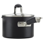 Anolon Advanced Home Hard-Anodized Nonstick Saucepan with Straining Lid, 2-Quart, Onyx
