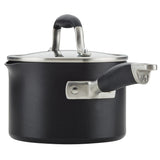 Anolon Advanced Home Hard-Anodized Nonstick Saucepan with Straining Lid, 2-Quart, Onyx