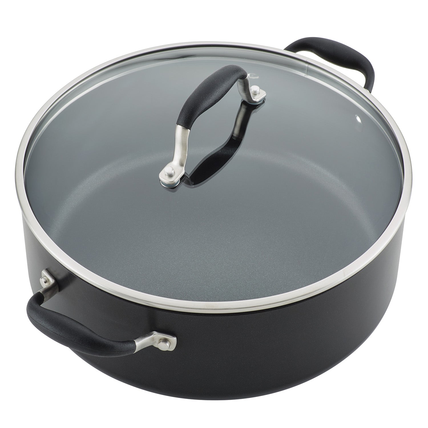 Anolon Advanced Home Hard-Anodized Nonstick Wide Stockpot with Lid, 7.5-Quart, Onyx
