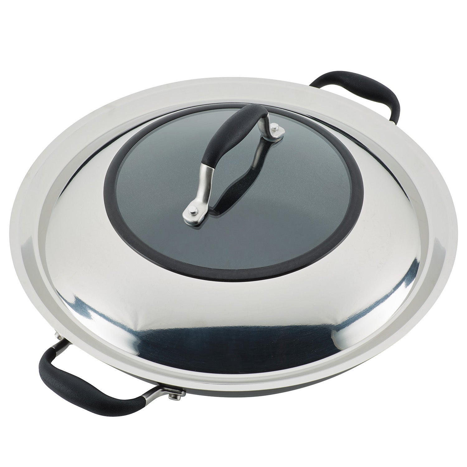 Anolon Advanced Home Hard-Anodized Nonstick Wok with Side Handles and Lid, 14-Inch, Onyx