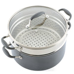 Anolon Advanced Home Hard-Anodized Nonstick Wide Stockpot with Steamer Insert Set, 3-Piece, Moonstone