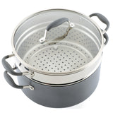 Anolon Advanced Home Hard-Anodized Nonstick Wide Stockpot with Steamer Insert Set, 3-Piece, Moonstone
