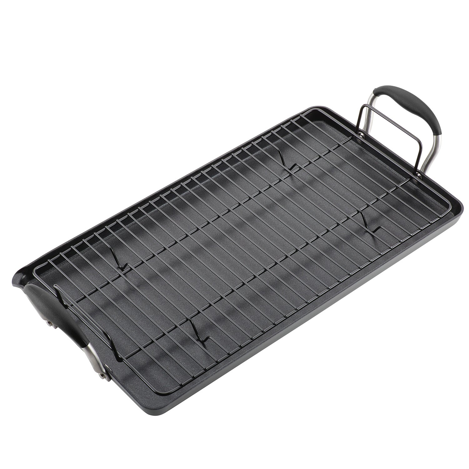 Anolon Advanced Home Hard-Anodized Nonstick Double Burner Griddle, 10-Inch x 18-Inch, Onyx