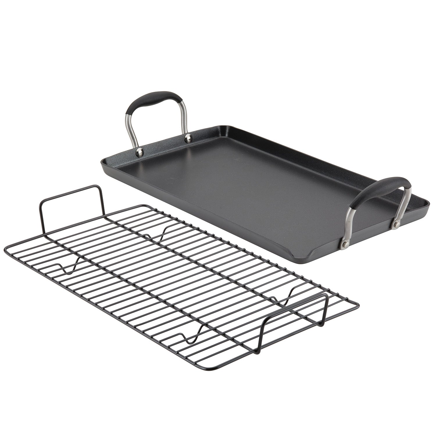 Anolon Advanced Home Hard-Anodized Nonstick Double Burner Griddle, 10-Inch x 18-Inch, Onyx