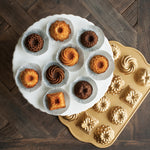 Nordic Ware Cast Aluminum Bundt Charms Pan, 12 Cavity, Gold