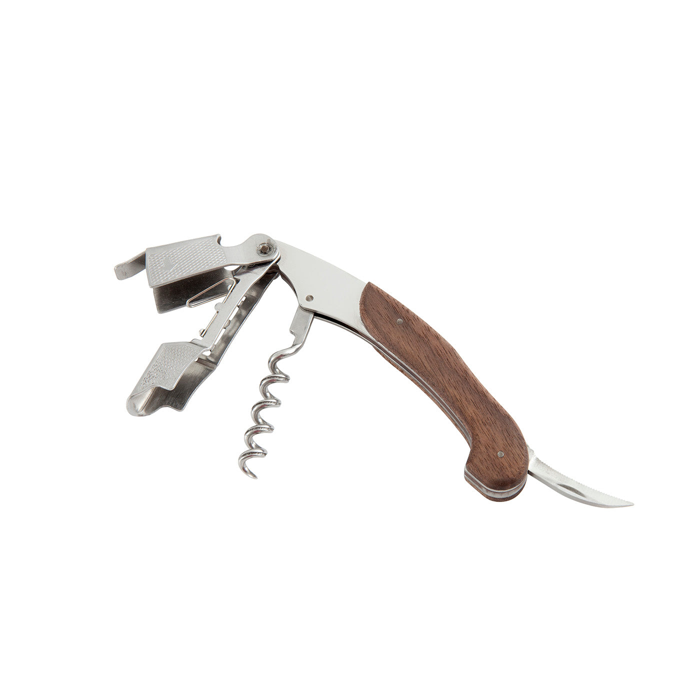 Crafthouse by Fortessa 4.75" Walnut and Stainless Steel Multi Step Bottle Opener